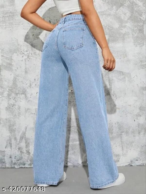 Blue Denim Wide Leg Jeans - Image 3